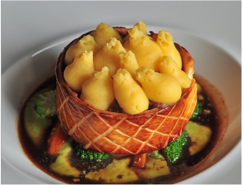 Wild boar cottage pie with duchess potato at Downunder fusion restaurant Lisbon