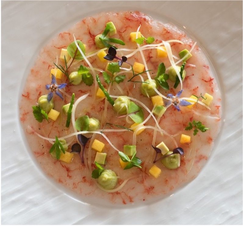 Prawn carpaccio by private chef Justin Jennings Lisbon Cascais