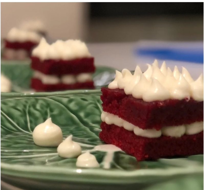 Red velvet dessert by private chef Justin Jennings