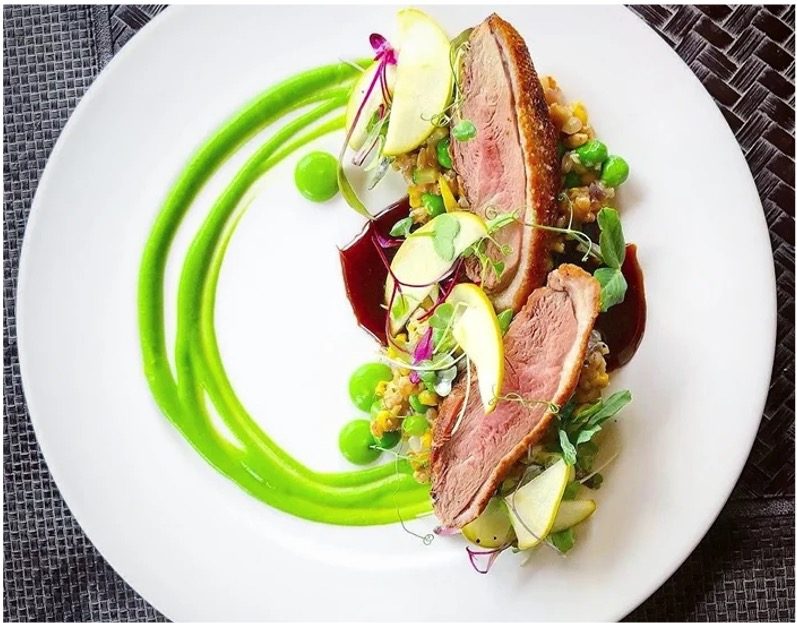 Seared duck breast by private chef Justin Jennings, fine dining at your home in Lisbon